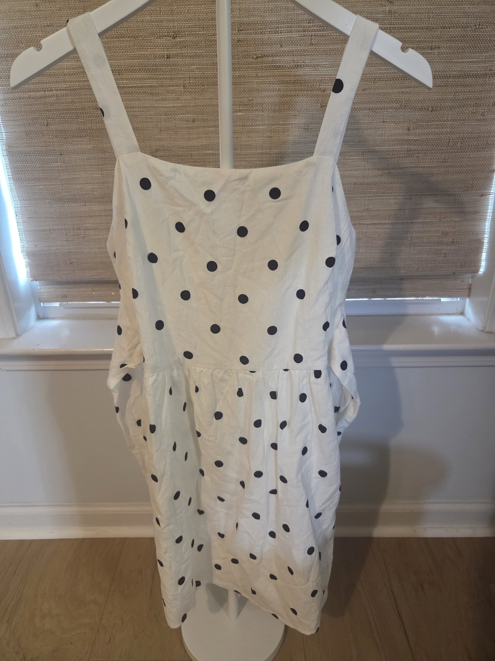 Everly White Mini Dress with Black Polka Dots And Tie Back